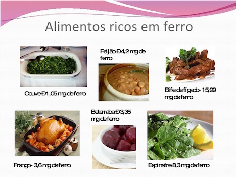 alimentos ricos em ferro